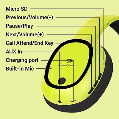 ZEBRONICS Thunder Bluetooth 5.3 Wireless Over ear Headphones with 60H Backup, Gaming Mode, Dual Pairing, ENC, AUX, Micro SD, Voice Assistant, Comfortable Earcups, Call Function ZEBRONICS Thunder Bluetooth 5.3 Wireless Over ear Headphones with 60H Backup, Gaming Mode, Dual Pairing, ENC, AUX, Micro SD, Voice Assistant, Comfortable Earcups, Call Function