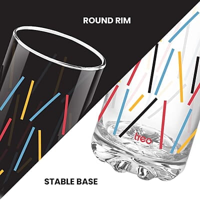 Treo by Milton D Ziner Torrent Glass Set of 6, 316 ml, Multicolored Stripes Treo by Milton D Ziner Torrent Glass Set of 6, 316 ml, Multicolored Stripes