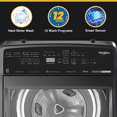 Whirlpool 8 Kg 5 Star Stainwash Royal Plus Fully Automatic Top Load Washing Machine Whirlpool 8 Kg 5 Star Stainwash Royal Plus Fully Automatic Top Load Washing Machine