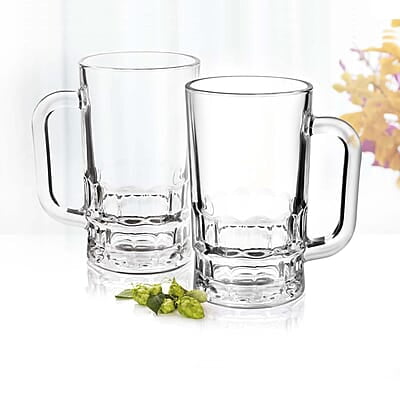 Treo by Milton Gusto Cool Glass Beer Mug, Set of 2, 335 ml Each