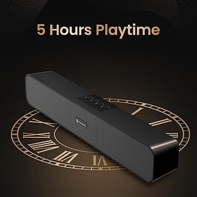 Portronics Decibel 24 10W Bluetooth Soundbar Speaker with in Built Mic, HD Sound, Bluetooth 5.3v/USB/TF Card/Aux in Portronics Decibel 24 10W Bluetooth Soundbar Speaker with in Built Mic, HD Sound, Bluetooth 5.3v/USB/TF Card/Aux in