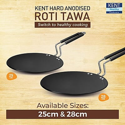 KENT Hard Anodised Roti Tawa 25 CM 4.88 mm Thick Base KENT Hard Anodised Roti Tawa 25 CM 4.88 mm Thick Base