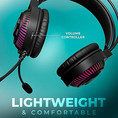 ZEBRONICS Jupiter 3.5mm Premium Gaming Over Ear Headphone with 50mm Neodymium Drivers, Extra Soft Ear Cushion,Suspension Headband, Braided Cable,Volume Controller, Multicolor Lights, Pop Filter