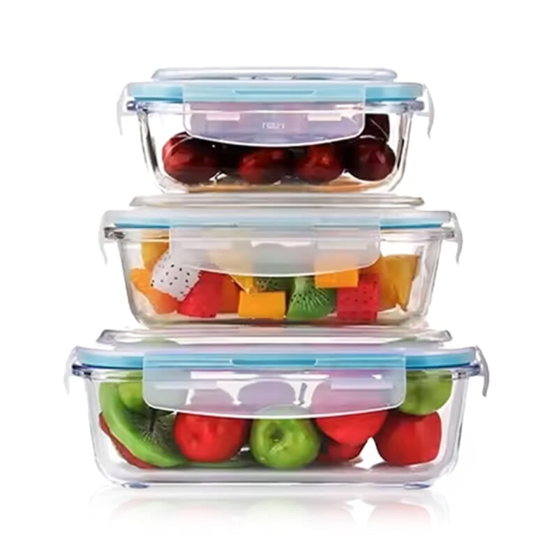 AGARO Borosilicate Glass Containers with Lids, 3 pcs Set (370ml, 640ml &1040ml), Microwave Safe AGARO Borosilicate Glass Containers with Lids, 3 pcs Set (370ml, 640ml &1040ml), Microwave Safe