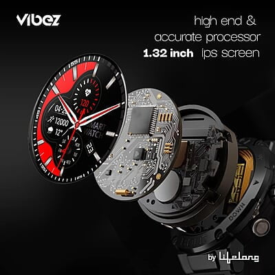 Vibez by Lifelong Bold Smartwatch For Men Bluetooth Calling 1.32" HD Display