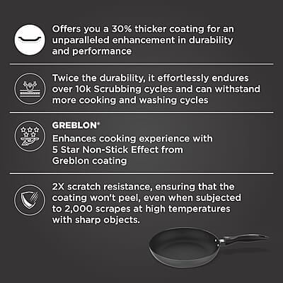 Preethi Dura Collection Non Stick Fry Pan, 24 cm, with Glass Lid, Gas & Induction Compatible Preethi Dura Collection Non Stick Fry Pan, 24 cm, with Glass Lid, Gas & Induction Compatible