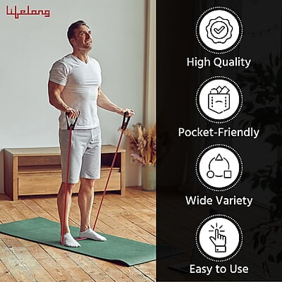 Lifelong Resistance Bands for Workout - Resistance Tube with Foam Handles - Exercise Equipment