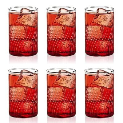 Borosil Vision Cascade Cut 350ml Set of 6 pcs Transparent Drinking Glass | Borosilicate Glass Tumblers for Water, Cold Drinks, Juice| Flame Proof, Microwave & Dishwasher Safe | For Daily use & Gifting