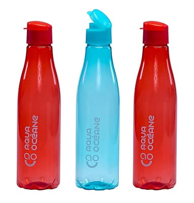 Varmora Aqua Ocean 1 litre water bottles Assorted (Pack of 3) Varmora Aqua Ocean 1 litre water bottles Assorted (Pack of 3)