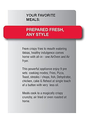 Havells Air Fryer Air Oven Digi 9 Pre-Set Menu 1500 Watt 2 Grill Rack