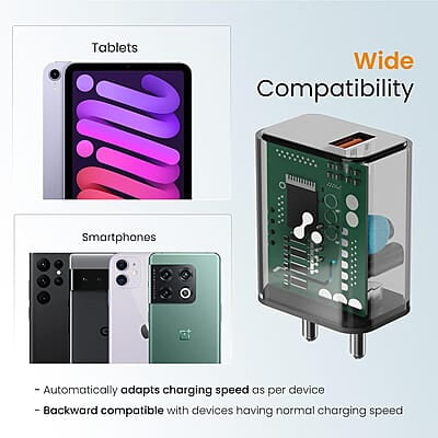 Ambrane 18W Wall charger USB Port, Quick Charge 3.0, BoostedSpeed Mobile Charger Adapter Fast Charging, Compatible with Android Mobile, Headphones, TWS, Game Console, Power Banks