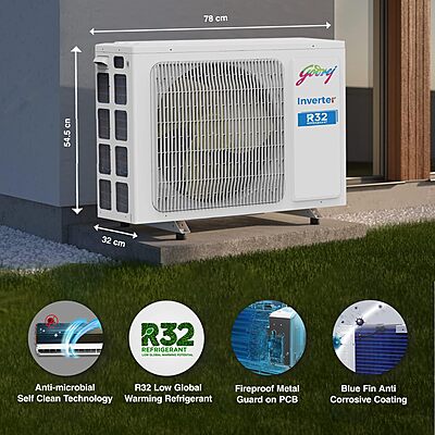 Godrej 1.5 Ton 3 Star, Wi-Fi, 5 Years Comprehensive Warranty, 5-In-1 Convertible Cooling Inverter Art Studio Split AC