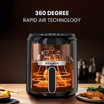 Faber 4L 1350W Digital Air Fryer Fry, Bake, Roast, Toast, Defrost, Grill & Reheat 12-Preset Menu Faber 4L 1350W Digital Air Fryer Fry, Bake, Roast, Toast, Defrost, Grill & Reheat 12-Preset Menu