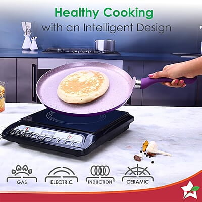 Wonderchef Royal Velvet Non-stick 28cm Dosa Tawa 3 mm thick 1.8 litres Virgin Aluminium Wonderchef Royal Velvet Non-stick 28cm Dosa Tawa 3 mm thick 1.8 litres Virgin Aluminium