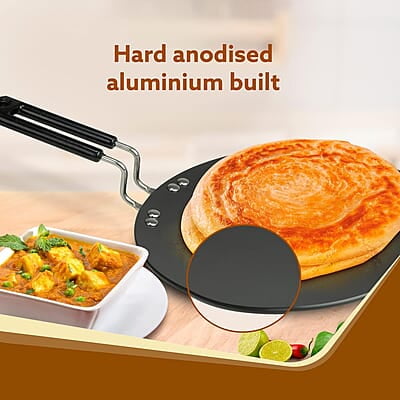 AGARO Elite Hard Anodised Tawa for Kitchen, 28 cm Diameter Tawa AGARO Elite Hard Anodised Tawa for Kitchen, 28 cm Diameter Tawa