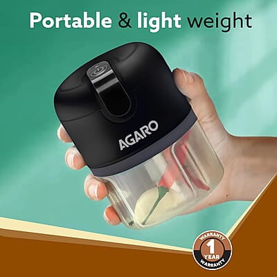 AGARO Elite Rechargeable Mini Electric Chopper, Food Grade Bowl, Stainless Steel Blades 250 Ml AGARO Elite Rechargeable Mini Electric Chopper, Food Grade Bowl, Stainless Steel Blades 250 Ml