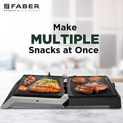 Faber 2200W 3-in-1 Panini Maker 180° BBQ Grill, Contact Griller & Panini/Sandwich Press Faber 2200W 3-in-1 Panini Maker 180° BBQ Grill, Contact Griller & Panini/Sandwich Press