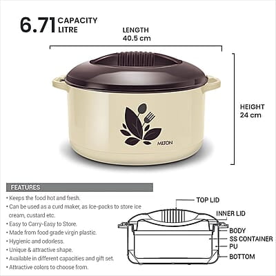 MILTON Orchid 7500 Inner Steel Casserole, 6.71 litres