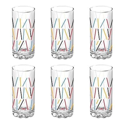 Treo by Milton D Ziner Torrent Glass Set of 6, 316 ml, Multicolored Stripes Treo by Milton D Ziner Torrent Glass Set of 6, 316 ml, Multicolored Stripes