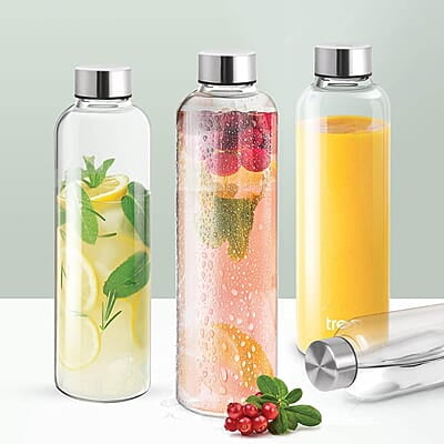 TREO By Milton Clarion Borosilicate Glass Water Bottle, 1000 ml, Transparent TREO By Milton Clarion Borosilicate Glass Water Bottle, 1000 ml, Transparent