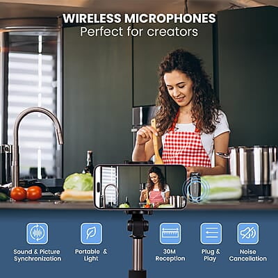 Portronics Dash 7 Omnidirectional 8 Pin Wireless Microphone, Noise Cancellation, Plug & Play, Lapel Wireless Mic Portronics Dash 7 Omnidirectional 8 Pin Wireless Microphone, Noise Cancellation, Plug & Play, Lapel Wireless Mic