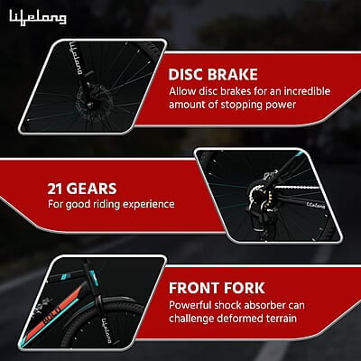 Lifelong Cycle for Adults - MTB Gear Cycle, Mountain Bike with V- Brakes - Lightweight, Bicycle for Men and Women Rider