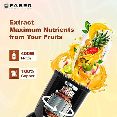Faber Sportz Blender FSB 2-in-1 Nutrifit Nero 400W 2 PC Jar 500ML & 300ML Faber Sportz Blender FSB 2-in-1 Nutrifit Nero 400W 2 PC Jar 500ML & 300ML