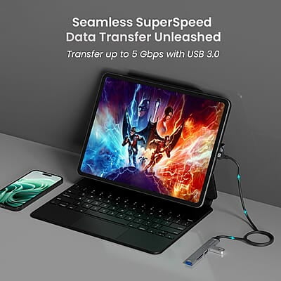 Portronics Mport 31 Plus USB 3.0 Hub (5-in-1) with USB & Type-C Dual Plugs, Upto 5 Gbps High Speed, USB 3.0, 2-Port USB 2.0 & SD/microSD Card Reader for Laptop, PC, Mac, Smartphone, Tablet Portronics Mport 31 Plus USB 3.0 Hub (5-in-1) with USB & Type-C Dual Plugs, Upto 5 Gbps High Speed, USB 3.0, 2-Port USB 2.0 & SD/microSD Card Reader for Laptop, PC, Mac, Smartphone, Tablet