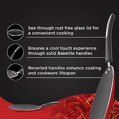 Preethi Dura Collectiona Non Stick Concave Tawa, 28 cm, Gas & Induction Compatible