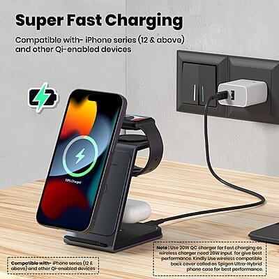Portronics Freedom Trio 15w 3in1 Wireless Charger for iPhone 15/15 Plus/15 Pro/15 Pro Max, iPhone 14/14 Plus/14 Pro/Max, iPhone 13/12/11 Series, iWatches and AirPods etc. Portronics Freedom Trio 15w 3in1 Wireless Charger for iPhone 15/15 Plus/15 Pro/15 Pro Max, iPhone 14/14 Plus/14 Pro/Max, iPhone 13/12/11 Series, iWatches and AirPods etc.