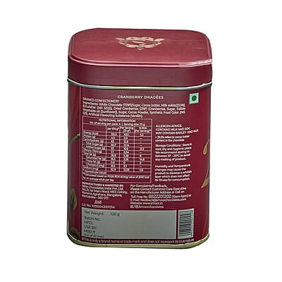 SMOOR Premium Chocolate Coated Cranberry Dragees 55% Cocoa Creamy Dark Couverture Chocolate Covered Cranberries 100g