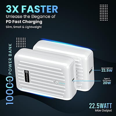 Portronics Zapcell 10k 10000mAh 22.5W Pocket Size Powerbank With Compact And Light Weight Design Portronics Zapcell 10k 10000mAh 22.5W Pocket Size Powerbank With Compact And Light Weight Design