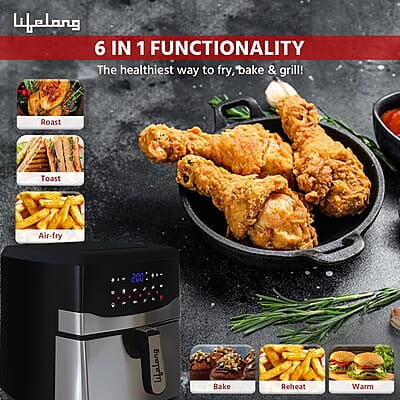 Lifelong Digital Air Fryer LLHFD722, 7.5 Litre XL LED Touch Screen, 12 Preset Cooking Modes, 1400 W Lifelong Digital Air Fryer LLHFD722, 7.5 Litre XL LED Touch Screen, 12 Preset Cooking Modes, 1400 W