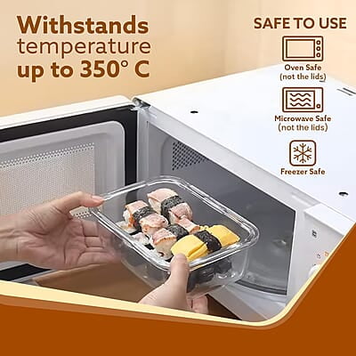 AGARO Borosilicate Glass Containers with Lids, 3 pcs Set (370ml, 640ml &1040ml), Microwave Safe AGARO Borosilicate Glass Containers with Lids, 3 pcs Set (370ml, 640ml &1040ml), Microwave Safe