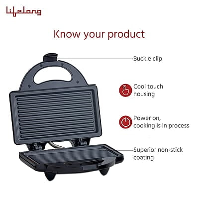 Lifelong LLSM115G 750-Watt 4-Slice Grill Sandwich Maker for with Non-Stick Plates Lifelong LLSM115G 750-Watt 4-Slice Grill Sandwich Maker for with Non-Stick Plates