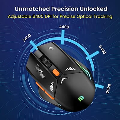 Portronics Vader Wired Gaming Mouse with 6 Buttons, Thumb Support, Adjustable DPI (6400 Max), RGB Light Effects, Ergonomic Design, 1.5 m Long USB Cable for Laptop & PC Portronics Vader Wired Gaming Mouse with 6 Buttons, Thumb Support, Adjustable DPI (6400 Max), RGB Light Effects, Ergonomic Design, 1.5 m Long USB Cable for Laptop & PC