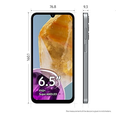 Samsung Galaxy M15 5G (Stone Grey,6GB RAM,128GB Storage)| 50MP Triple Cam| 6000mAh Battery| MediaTek Dimensity 6100+| 4 Gen. OS Upgrade & 5 Year Security Update| Super AMOLED Display| Without Charger