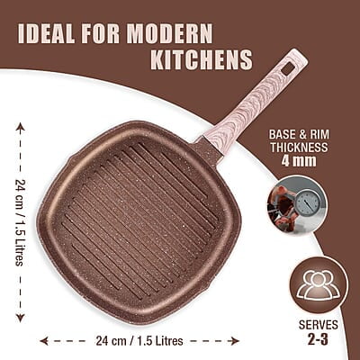 Wonderchef Duralife Die-cast Grill Pan 5 Layer Healthy Duramax Non-Stick Coating 1.5 liters, 24 cm Wonderchef Duralife Die-cast Grill Pan 5 Layer Healthy Duramax Non-Stick Coating 1.5 liters, 24 cm