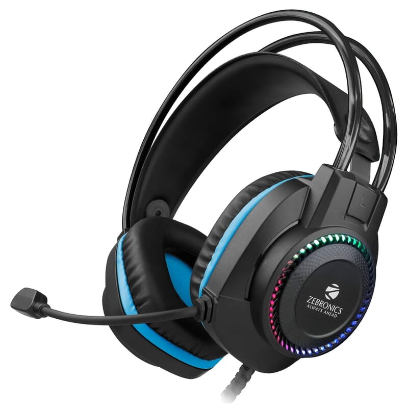 Zebronics Jet Premium Wired Gaming On Ear Headphone with LED Light for earcups, 40mm Neodymium Drivers, 2 Meter Braided Cable, Flexible mic, Suspension Headband, 3.5mm + USB Connector Zebronics Jet Premium Wired Gaming On Ear Headphone with LED Light for earcups, 40mm Neodymium Drivers, 2 Meter Braided Cable, Flexible mic, Suspension Headband, 3.5mm + USB Connector