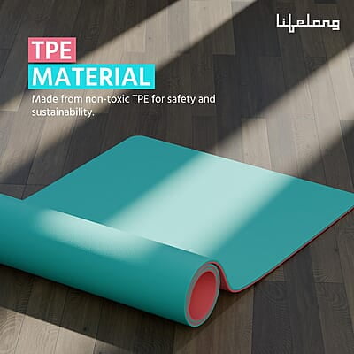 Lifelong Dual Color TPE Material Yoga Mat for Women & Men 6mm Anti-Slip Yoga Mat for Gym Workout Exercise Mat