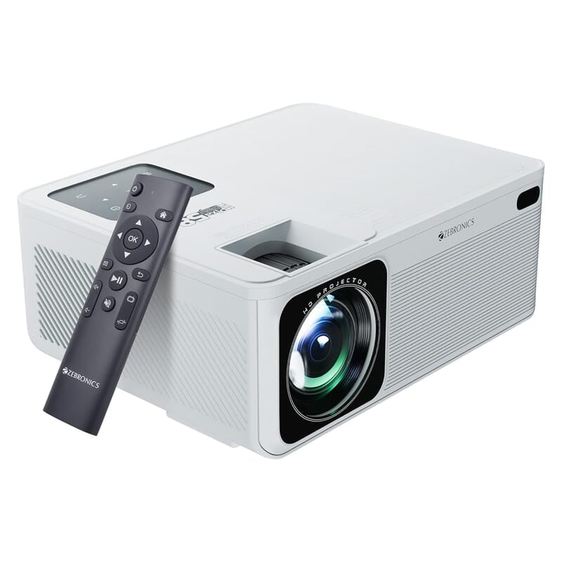 ZEBRONICS PIXAPLAY 58, Smart Projector, 11500 Lumens, 4K Support, 210 Inch Screen Size, Quad Core Processor, Bluetooth, HDMI, USB, WiFi, AUX, 1080p Native, APP Support, Miracast ZEBRONICS PIXAPLAY 58, Smart Projector, 11500 Lumens, 4K Support, 210 Inch Screen Size, Quad Core Processor, Bluetooth, HDMI, USB, WiFi, AUX, 1080p Native, APP Support, Miracast