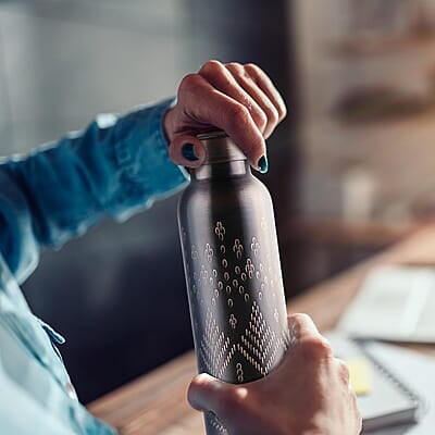MILTON Copper Swasth Water Bottle, 940 ml, Black Ethnic Lacquer Coating, Curved bottle MILTON Copper Swasth Water Bottle, 940 ml, Black Ethnic Lacquer Coating, Curved bottle