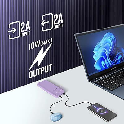 ZEBRONICS MB10000S6 Power Bank, 10000 mAh, 12W, 5 x Outputs - Dual USB A | Type C | Micro USB | Lightning, Built in I/O Cables, Mobile Holder, Percentage Display, Carry Loop