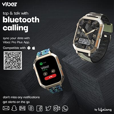 Vibez by Lifelong Trooper Smart Watch for Men 2.02” Always On Display AMOLED, 550 NITS, 60Hz Refresh Rate Vibez by Lifelong Trooper Smart Watch for Men 2.02” Always On Display AMOLED, 550 NITS, 60Hz Refresh Rate
