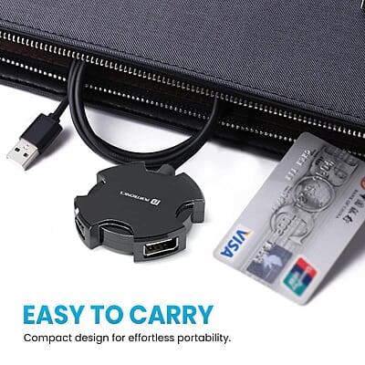 Portronics Mport 4C USB Hub (4-in-1), with 4 x USB 2.0 Ports, 1.2 Metre Long Cable and up to 480 Mbps High-Data Transfer Speeds