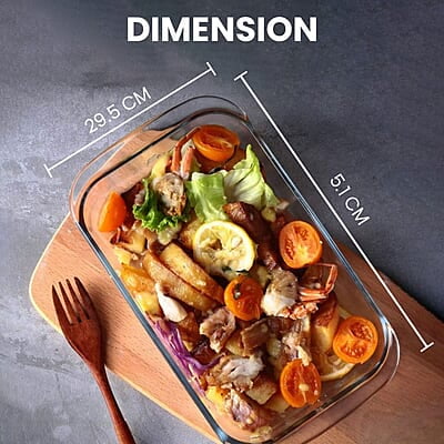 AGARO Elite Borosilicate Glass Baking Tray for Kitchen, 1600 ml Rectangle AGARO Elite Borosilicate Glass Baking Tray for Kitchen, 1600 ml Rectangle