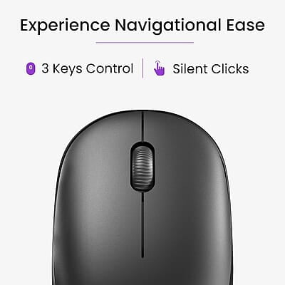 Ambrane Wireless Mouse, 1600 DPI, Silent Click, 2.4GHz with USB Dongle, 10M Range, Optical Orientation, Click Wheel, Instant connectivity, Ergonomic Design for All Day Comfort