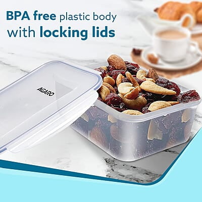 AGARO Airtight Container, Food Storage Container With Lid Capacity 500ML, 1L, 1.5L, Set of 3. AGARO Airtight Container, Food Storage Container With Lid Capacity 500ML, 1L, 1.5L, Set of 3.