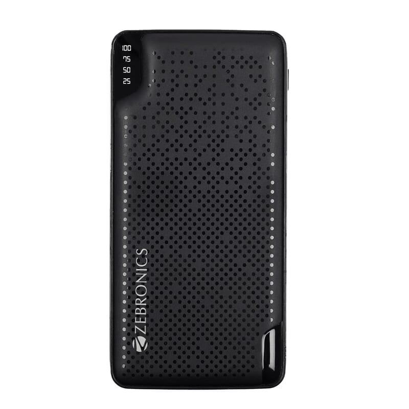 ZEBRONICS ME53 Power Bank, 10000 mAh, 10W, Dual USB Output, Type C & Micro USB Input, Built in Protections, Percentage LED Display, Included USB to Type C Cable ZEBRONICS ME53 Power Bank, 10000 mAh, 10W, Dual USB Output, Type C & Micro USB Input, Built in Protections, Percentage LED Display, Included USB to Type C Cable