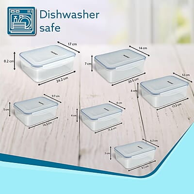 AGARO Airtight Container, Food Storage Container with Lid Set of 6, 120Ml, 240ml, 500ml, 1L, 1.5L, 2.5L AGARO Airtight Container, Food Storage Container with Lid Set of 6, 120Ml, 240ml, 500ml, 1L, 1.5L, 2.5L
